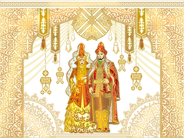 花嫁と花婿の結婚式の伝統 — ストックベクタ