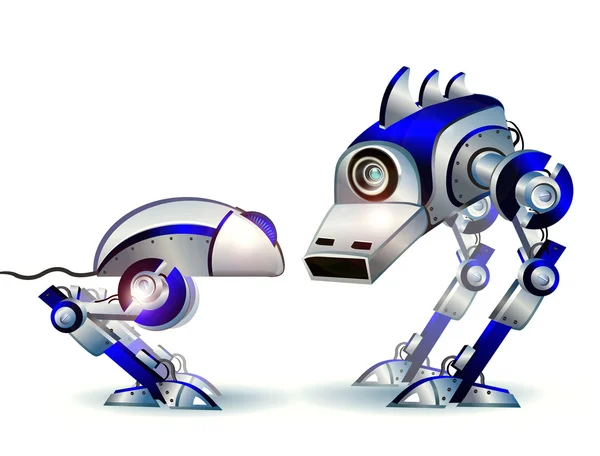 Disk security USB Robot technology, computer characters — Stockový vektor