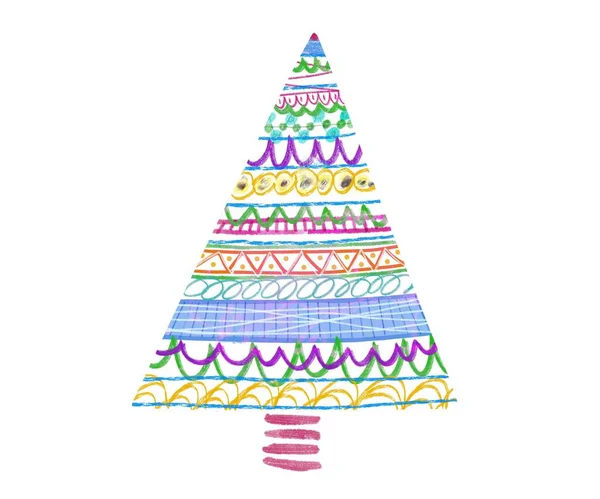 Árbol de Navidad multicolor con guirnaldas y decoraciones — Foto de Stock