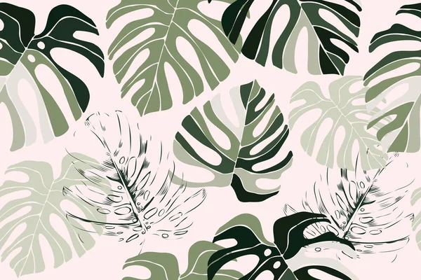 エキゾチックなジャングルの植物のイラストパターン 創造的なコラージュ現代的なシームレスパターン デザインのためのファッショナブルなテンプレート — ストックベクタ