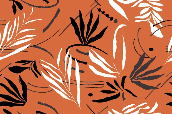 熱帯の葉 エキゾチックなパターンだ 創造的なシームレスな背景 デザイン 織物のためのファッションテンプレート — ストックベクタ