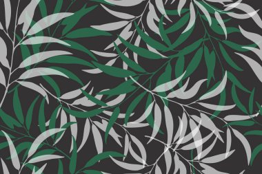 Yapraklar. Egzotik desen. Yaratıcı, kusursuz bir geçmişi var. Tasarım, giysi ve tekstil için moda şablonu