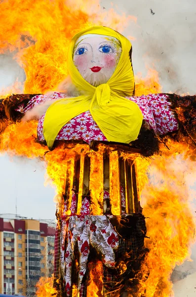 Queima de espantalho de Carnaval — Fotografia de Stock