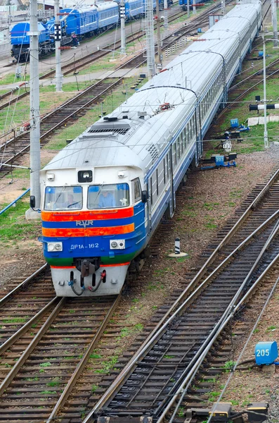 호몔, 벨라루스, 디젤 기차 이동의 상위 뷰 — 스톡 사진