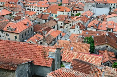Kotor, Karadağ eski şehrin çatı Üstten Görünüm