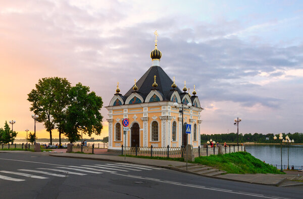 Chapel of Nicholas the Miracle Worker at sunset, Rybinsk, Russia