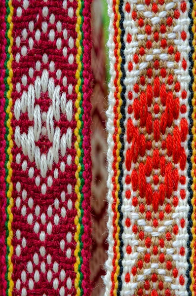 Belarusian sashes with a classic geometric pattern — Stock Photo, Image