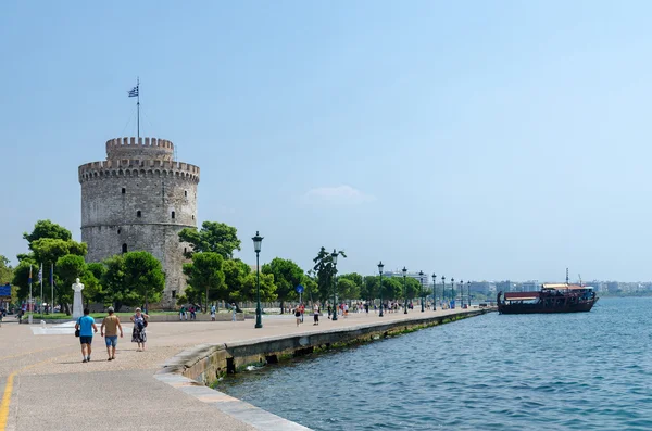 Grecia, Tesalónica, Torre Blanca en el paseo marítimo —  Fotos de Stock