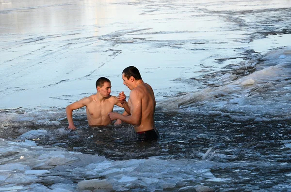 Epiphany bathing in the river — Stock Photo, Image