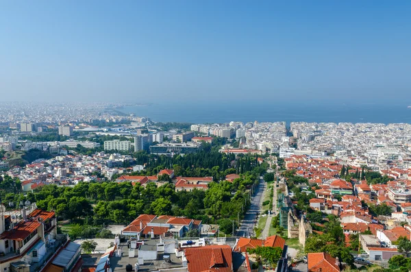 Salónica, vista de la mañana de la ciudad y la bahía desde las murallas de la fortaleza —  Fotos de Stock