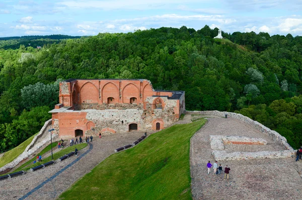 Überlebende Gebäude der Burg von Obervilnius und Ansichten des Berges von drei Kreuzen, Vilnius, Litauen — Stockfoto