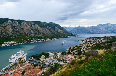 Üstten Görünüm Körfezi Kotor, Karadağ