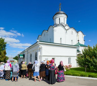 Grup Hacı yakınındaki Katedrali, varsayım, kutsal Dormition Knyaginin rahibe manastırı, Vladimir, Rusya Federasyonu