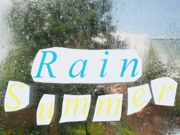 Inscription Pluie Été Sur Papier Couper Les Lettres Papier — Photo