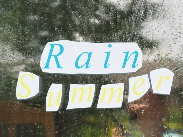 Inscription Pluie Été Sur Papier Couper Les Lettres Papier — Photo