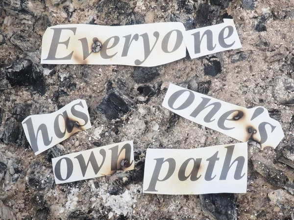 Everyone Has One Own Path Paper Cut Words Charcoal — Stock Photo, Image