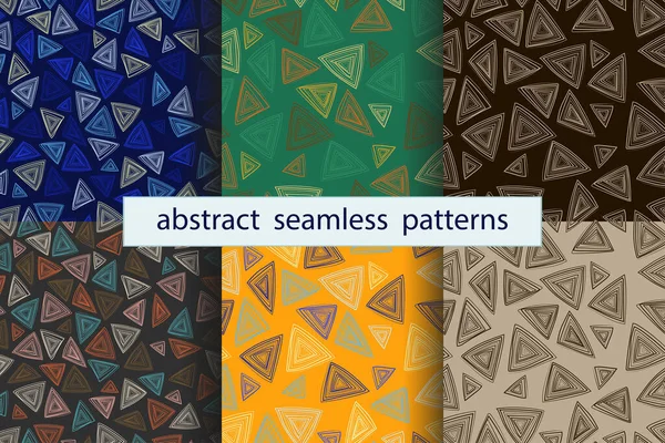 Zusammenstellung Abstrakter Nahtloser Geometrischer Muster Handgezeichnete Dreiecke Kritzelformen Wiederholen Sie — Stockvektor