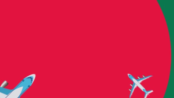Flagge Und Flugzeuge Von Bangladesch Animation Von Flugzeugen Die Die — Stockvideo