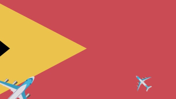 Osttimor Flagge Und Flugzeuge Animation Von Flugzeugen Die Die Flagge — Stockvideo