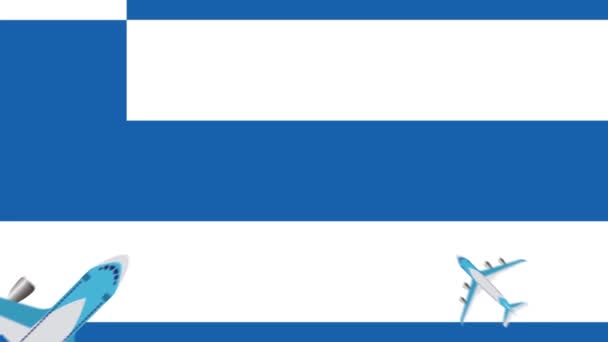 Грецький Прапор Літаки Анімація Літаків Над Прапором Греції Концепція Польотів — стокове відео