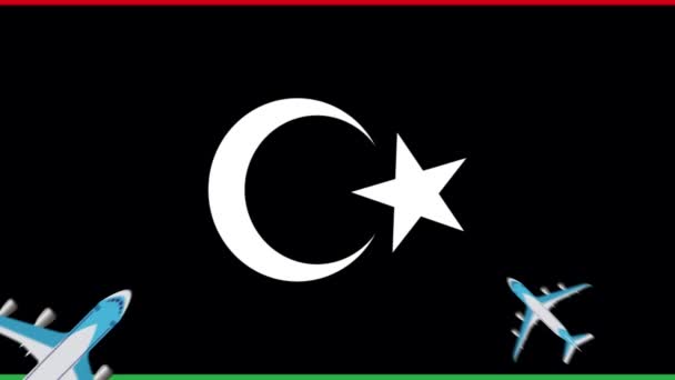 Drapeau Libye Les Avions Animation Avions Survolant Drapeau Libyen Concept — Video