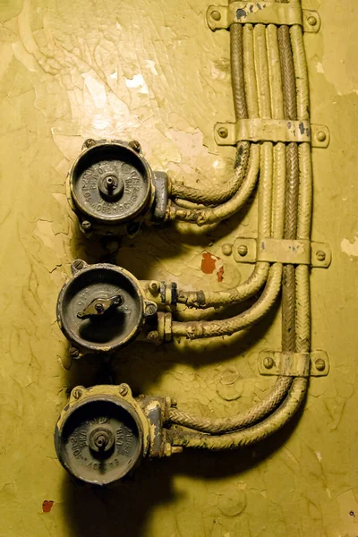 Old Soviet Rotary Switches Painted Yellow Rotary Old Switch — Stock Photo, Image