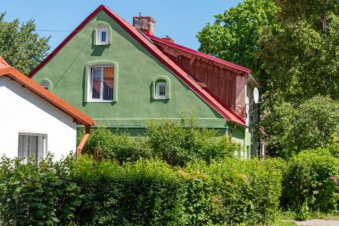 ZELENOGRADSK, Rusya, eski binaların manzarası. Eski ev kavramı..