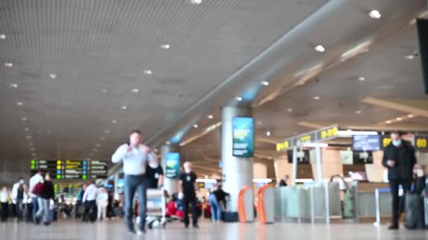 Blurred image people tourists with luggage walking at the airport travel concept — Stock Video