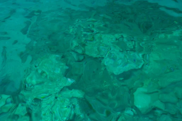 Seaground Jade Emerald Turquoise Colored Water Background Blur Sardinia Italy — Stock Photo, Image