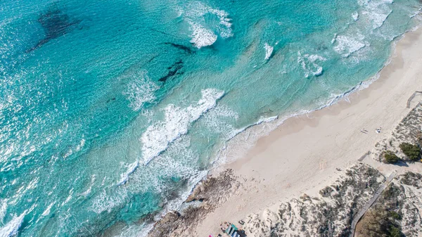 Amazing Beach Turquoise Sea Waves Seen Drone — Stock Photo, Image