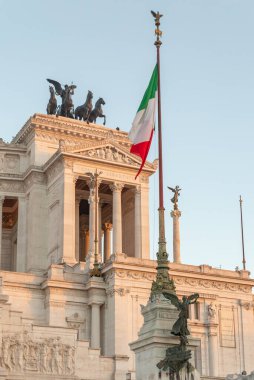 İtalya Bayrağı Altare Della Patria Önünde Roma, İtalya