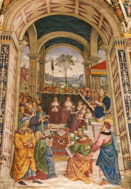 Siena Katedrali 'ndeki Piccolomini Kütüphanesinde Freskler