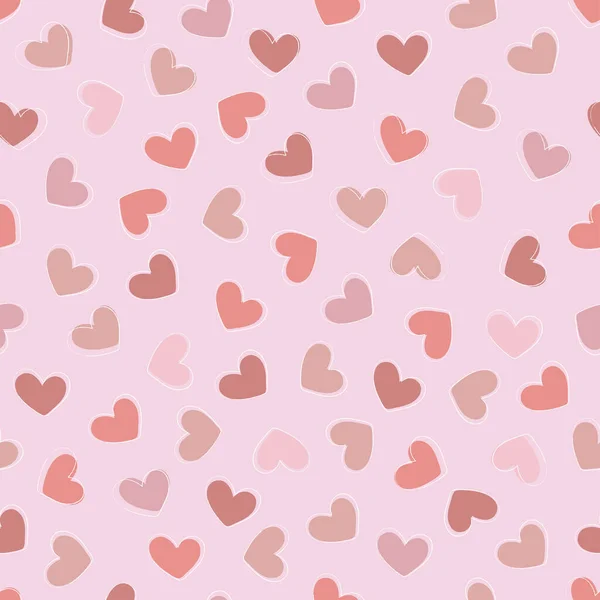 Mignon Coeur Rose Motif Sans Couture Illustration Vectorielle Imprimé Amour — Image vectorielle