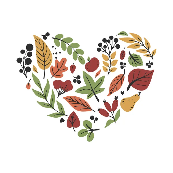 Λατρεύω Φθινόπωρο Φθινοπωρινή Συλλογή Εποχή Που Φύλλα Και Μούρα Σχήμα — Διανυσματικό Αρχείο