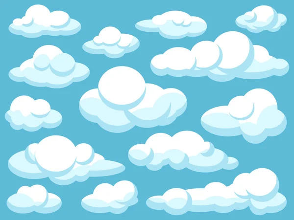 蓝底白云收集 横幅图标设置 矢量图解 平面设计元素 — 图库矢量图片