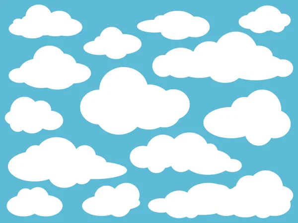 蓝底白云收集 横幅图标设置 矢量图解 平面设计元素 — 图库矢量图片