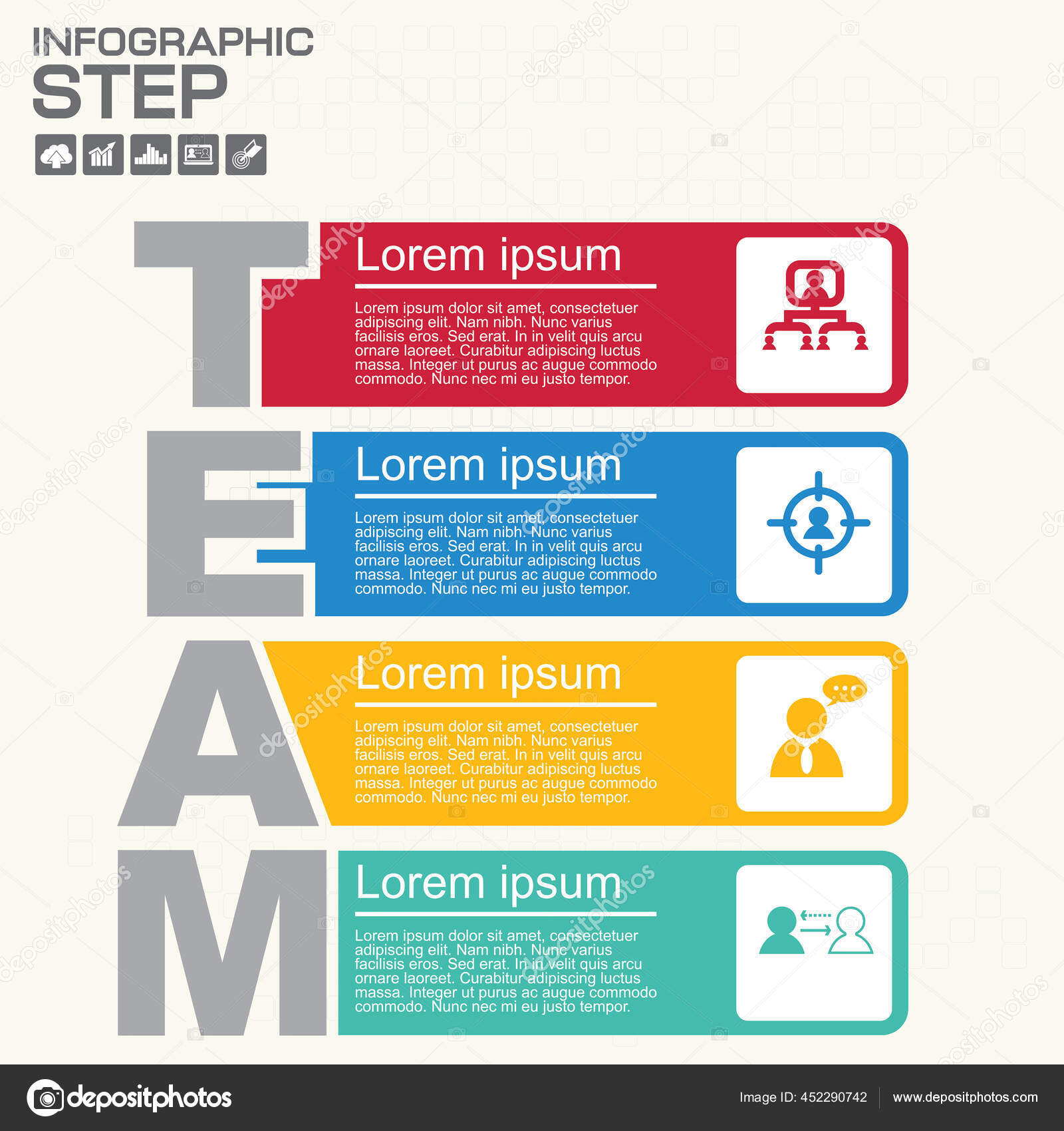 Image vectorielle Quatre Étapes Rapport D'infographie Team Modèle ...