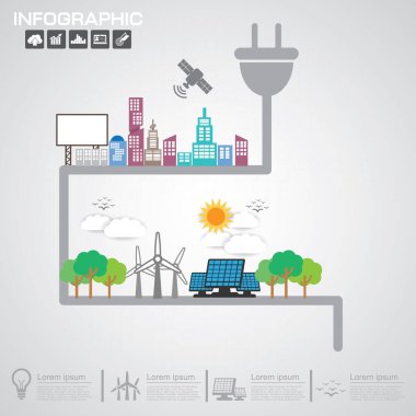 Soyut ekoloji bağlantı kavramı arka plan .Vector bilgi illüstrasyonu