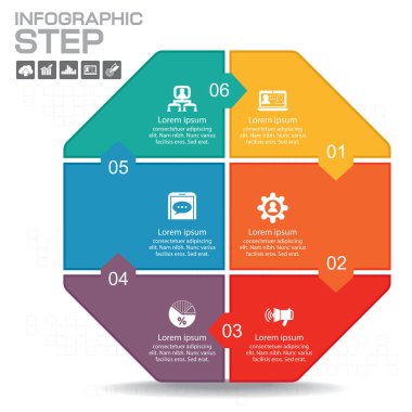 Bilgi için vektör bulmaca parçaları şablonu. 6 seçenekli iş konsepti. Eps 10. Diyagram, pankart, sayı seçenekleri, iş akışı düzeni, hızlandırma seçenekleri, web tasarımı vs. için kullanılabilir.