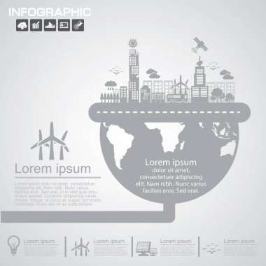 Soyut ekoloji bağlantı kavramı arka plan .Vector bilgi illüstrasyonu