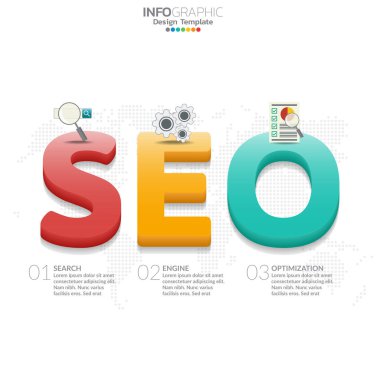 SEO sözcüğüyle bilgi diyagramı. Pazarlama kavramı.