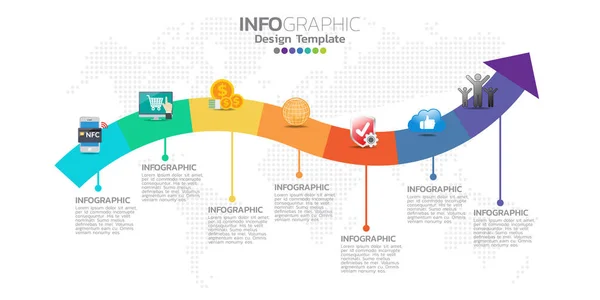 Idővonal Infografika Sablon Nyilak Folyamatábra Munkafolyamat Vagy Folyamat Infografika Vektor — Stock Vector