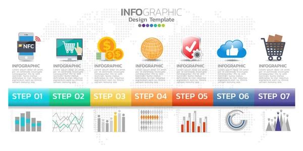 Infografische Template Ontwerp Met Kleuren Opties — Stockvector