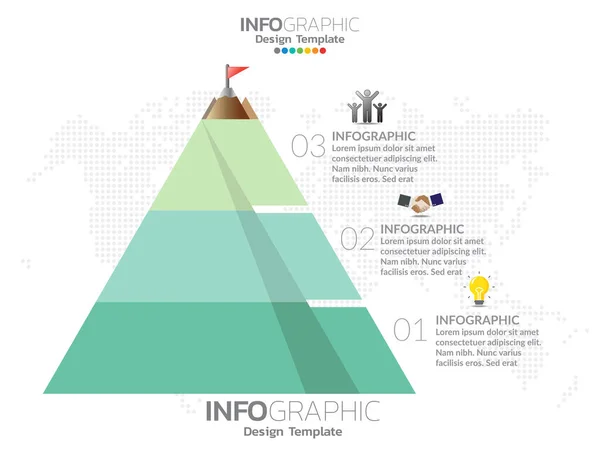 Pyramide Oder Dreieck Infografik Vorlage Mit Schritten Elemente — Stockvektor