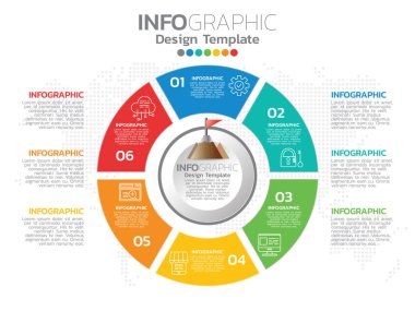 Adım çemberli iş 6 adım çizelgesi bilgi grafiği.