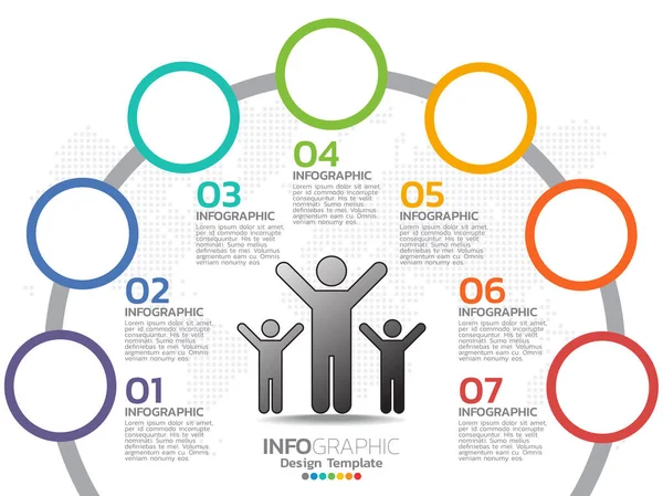 Infográficos Gráfico Processo Passo Negócio Com Círculos Passo — Vetor de Stock