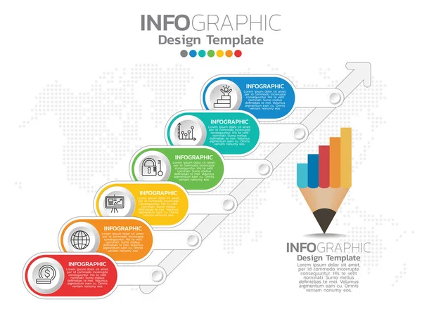 Infographics Για Την Επιχειρηματική Ιδέα Εικονίδια Και Επιλογές Βήματα — Διανυσματικό Αρχείο
