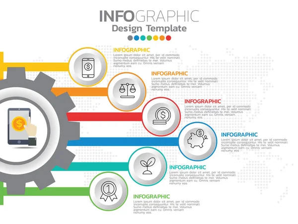 Infografica Concetto Business Con Icone Opzioni Passaggi — Vettoriale Stock