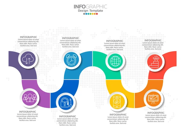 Business Βήμα Διάγραμμα Διαδικασία Infographics Κύκλους Βήμα — Διανυσματικό Αρχείο