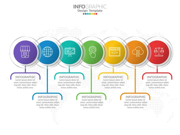 Negocios Paso Infografías Gráfico Procesos Con Círculos Paso — Vector de stock